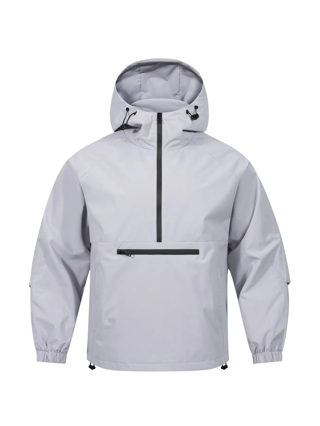 Men's loose half-zip hooded sweater jacket in rabbit fur corduroy fabric in light grey colour