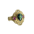 Women's geometric gold-plated ring in golden lvzuan colour showing angular design details