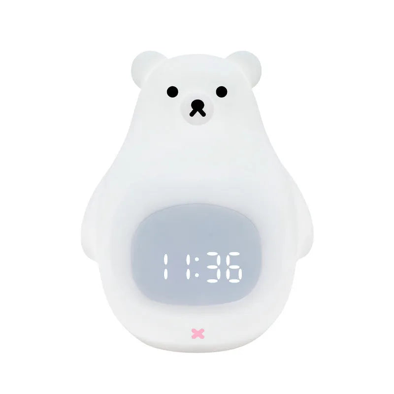 Big White Bear cartoon silicone night light with timer and alarm functions