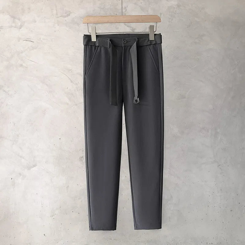 Boys slim straight wool trousers in black, white, dark grey and light grey colours