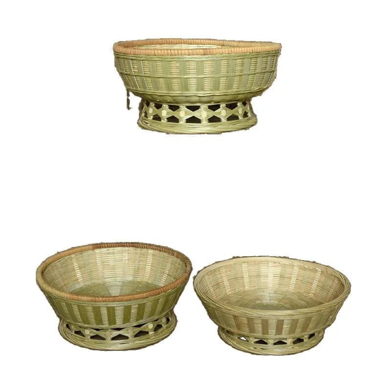 Handmade woven bamboo storage basket in one of three sizes for household organisation.