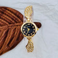 Women's stainless steel watch with round dial in gold, gold white, or black golden surface options