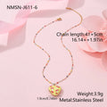 Stainless steel necklace with gold plated heart pendant featuring fruit design on adjustable chain