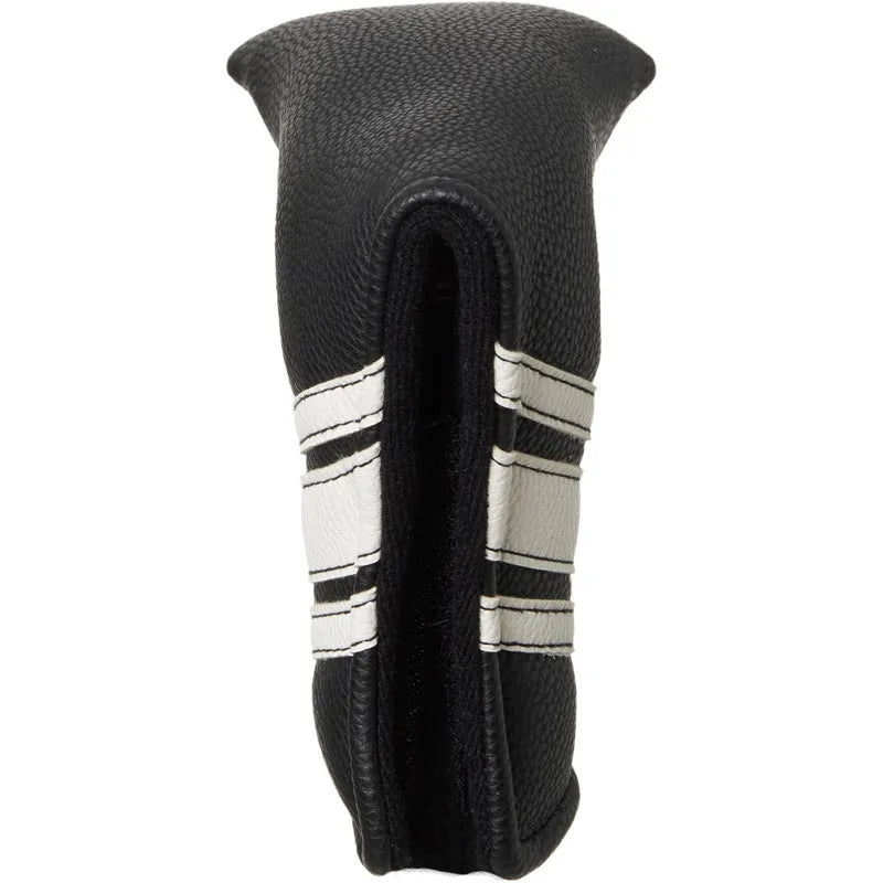 Black PU leather golf club head cover, a protective push rod sleeve.