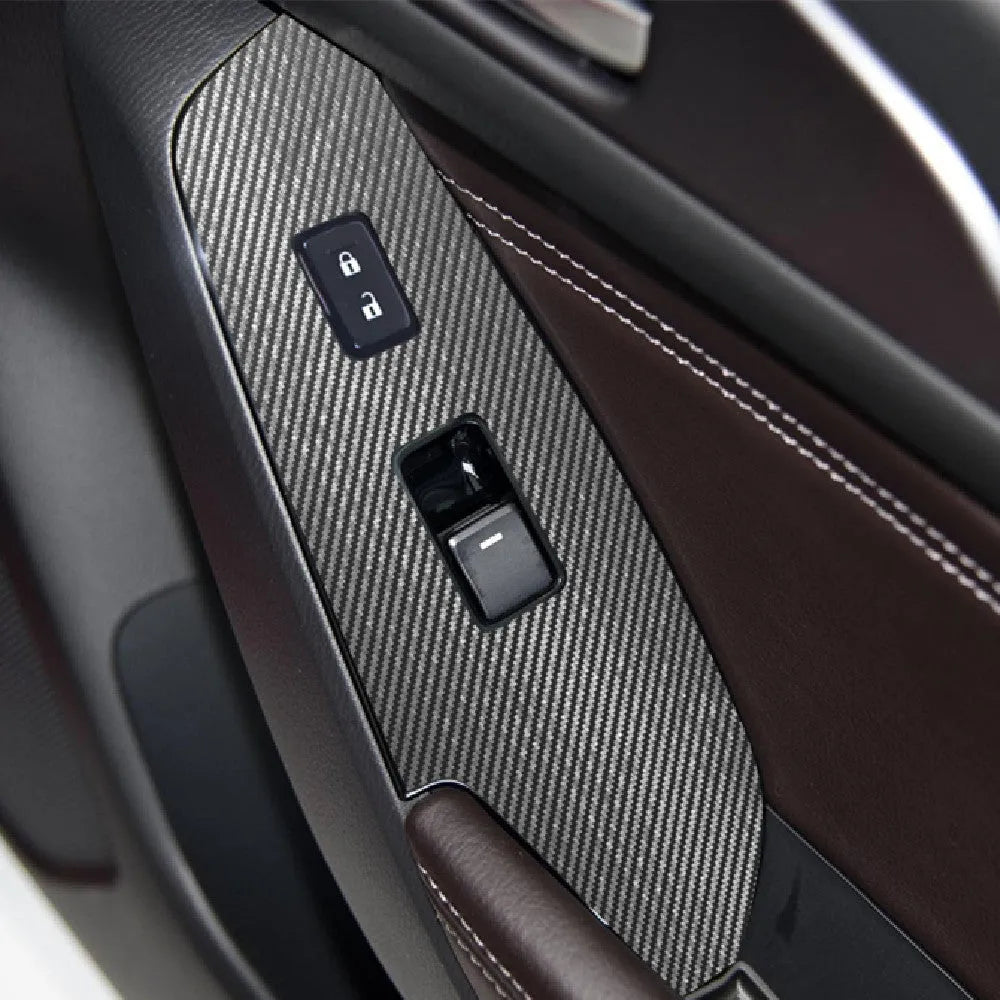 Set of 4 TPU protective films for car door control panels, suitable for 14-19 model year right-hand drive vehicles.