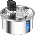 Stainless steel cat water fountain with ceramic base and LED temperature display