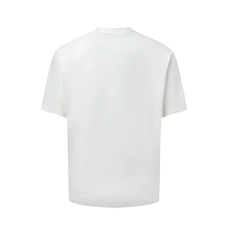 Men's blue American-style letter printed round neck T-shirt, loose fit