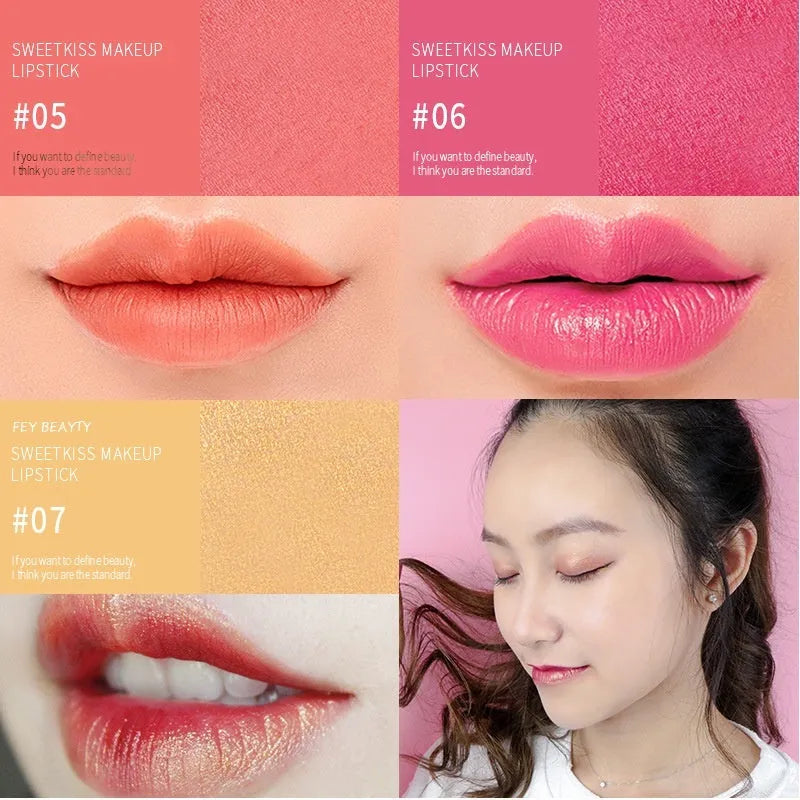 Fey Beauty Cameo Brown nude lipstick bullet showing shade, part of an 11-colour moisturising range.