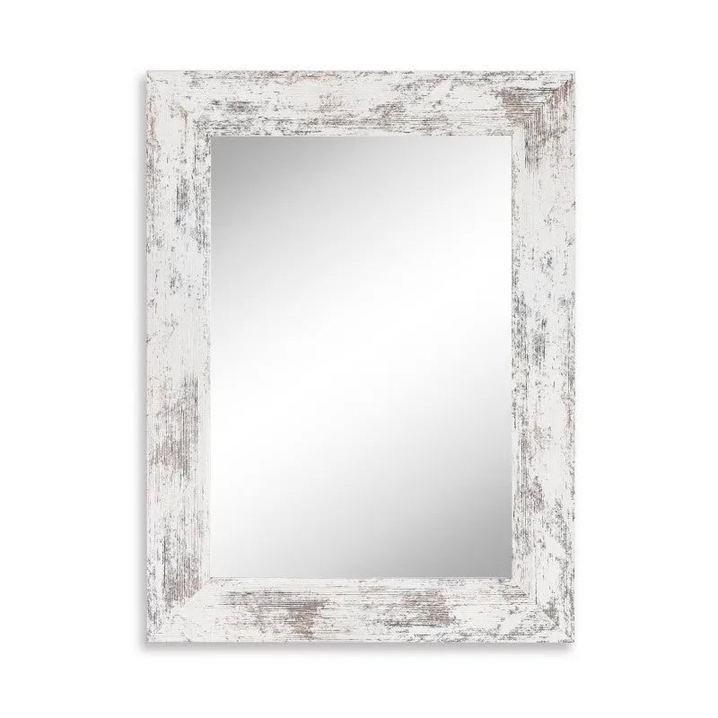 Wall-mounted pastoral style dressing mirror with retro Chinese design in Little White colour