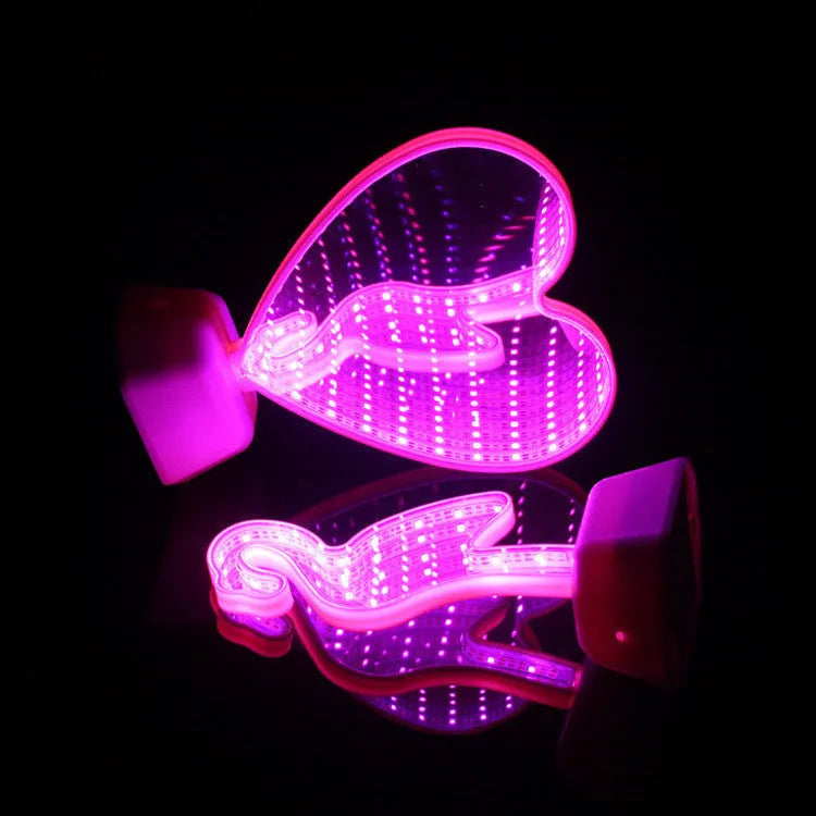 LED double-sided love tunnel light with rose red illumination, showing tunnel design from front angle
