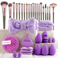 Hydrophilic non-latex beauty tools combination suit with multiple pieces for face wash and makeup application