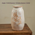 Chinese hand-painted ceramic joy vase with traditional carving on 8cm base in symbolic colour theme