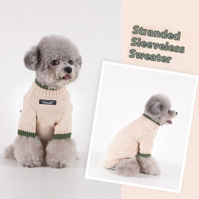 British-style two-leg dog sweater in wool blend material for winter warmth