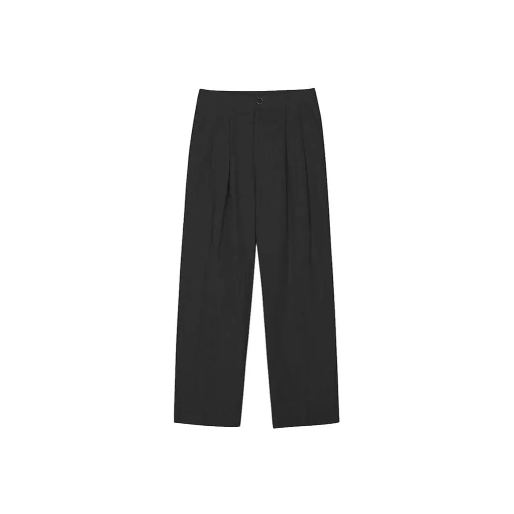 Men's apricot-coloured loose-fit cotton linen trousers with a wide-leg cut and elastic waistband