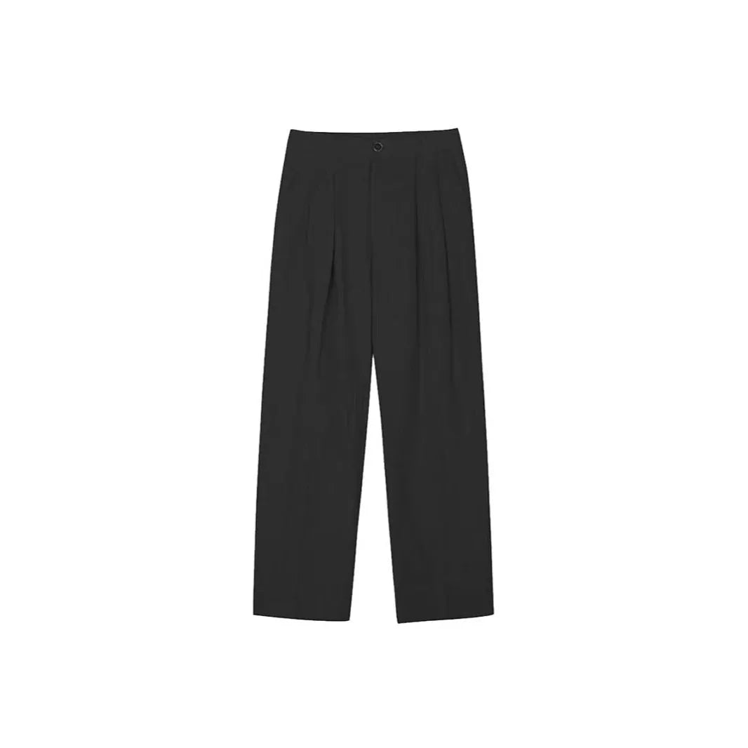 Men's apricot-coloured loose-fit cotton linen trousers with a wide-leg cut and elastic waistband