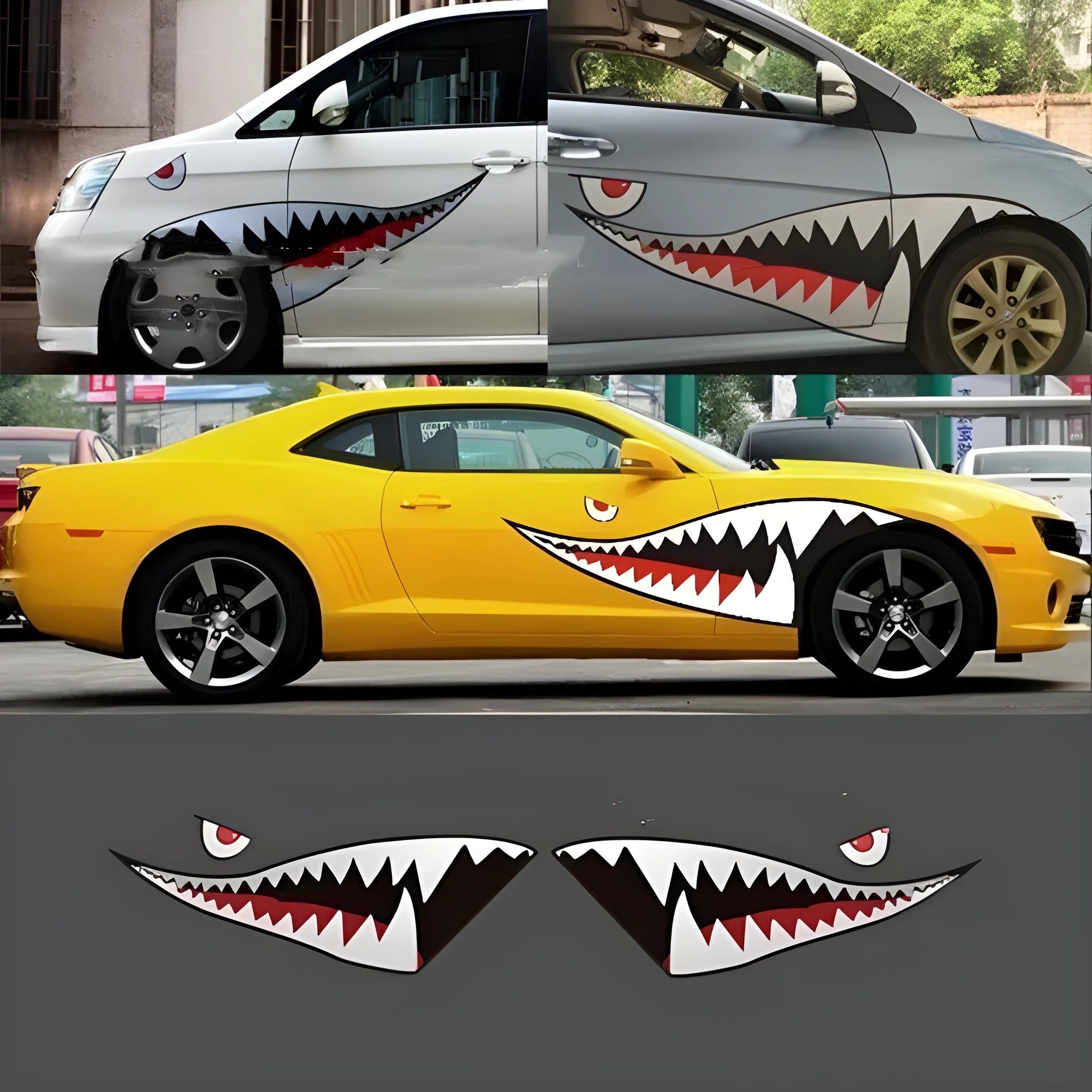 Shark series PVC body stickers in two size options for outdoor creative expression and vehicle decoration