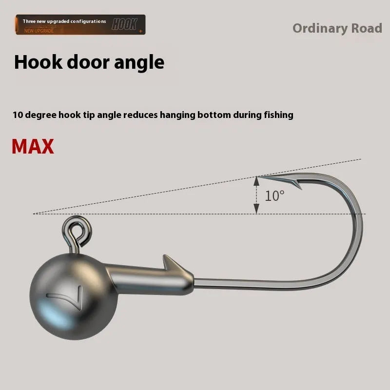 Pack of 50 enhanced jig fishing hooks with lead heads and blood trough design in 7G size