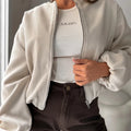 Women's off-shoulder round neck coat with lantern sleeves in loose Japanese Korean casual style