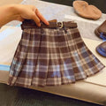 Children's plaid pleated skirt in A-line cut with cotton blend fabric