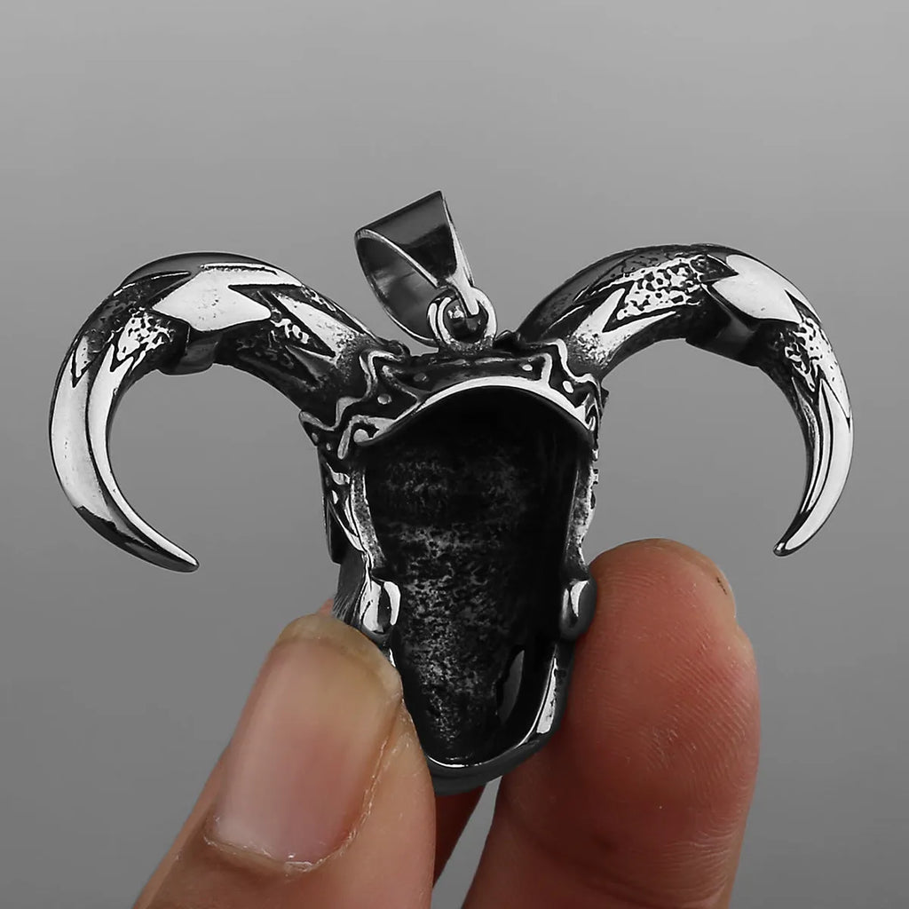 Clown skull titanium steel necklace with ghost head chain polished finish