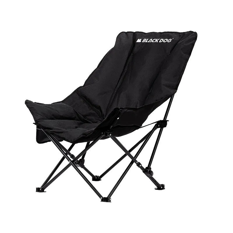 Night black folding camping moon chair with Oxford cloth fabric in folded position
