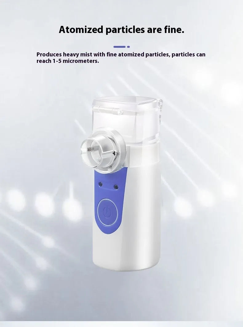 Handheld column-shaped USB nebuliser with plastic housing for portable room humidification