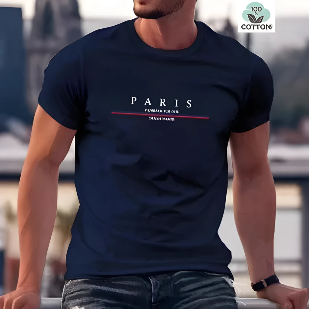Men's heavy pure cotton short-sleeved loose t-shirt with printed letter design in apricot colour