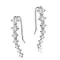 925 sterling silver ear-sticking ear hook studs with crystal inlay geometric shape 2.3cm length women's silver earrings