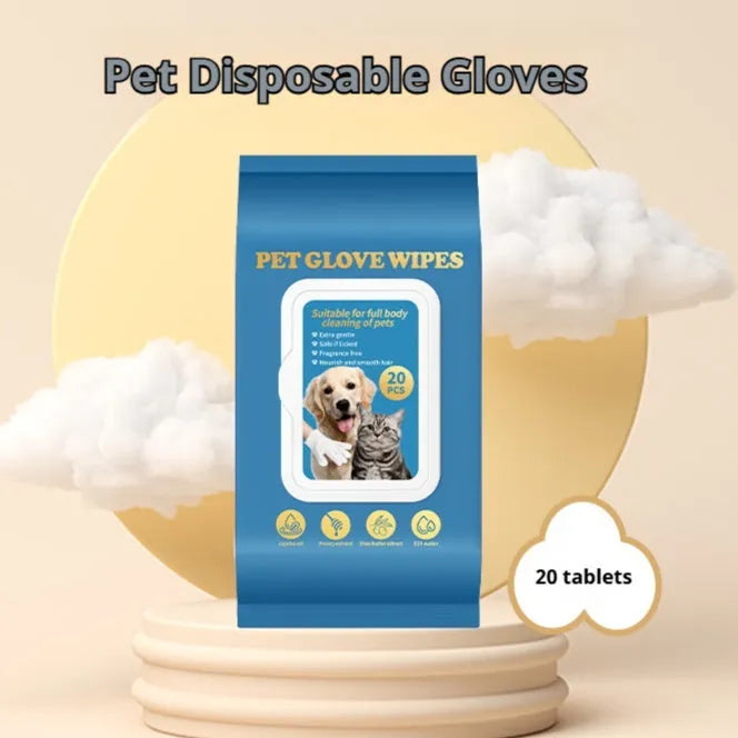 Pack of disposable pet gloves for cat and dog grooming and bathing