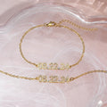 Stainless steel bracelet with diamond-set digital numbers display in rose gold colour