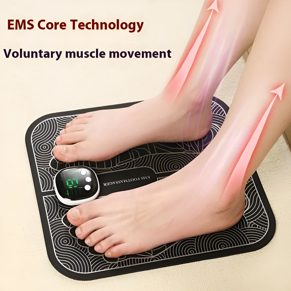 USB rechargeable reflexology foot massager mat with remote control and orange foot pad