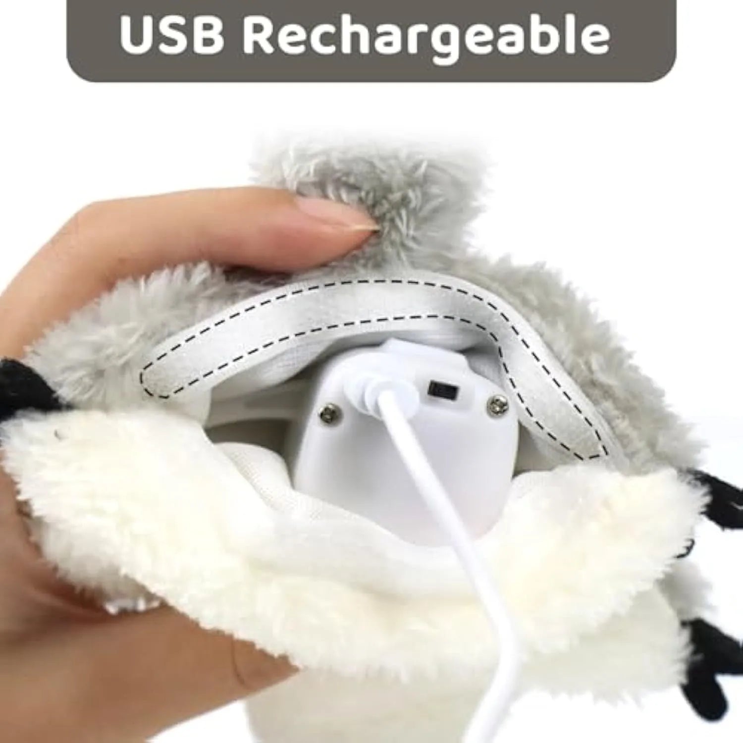 Gray flapping squirrel cat toy with waving wings showing touch-activated interactive features