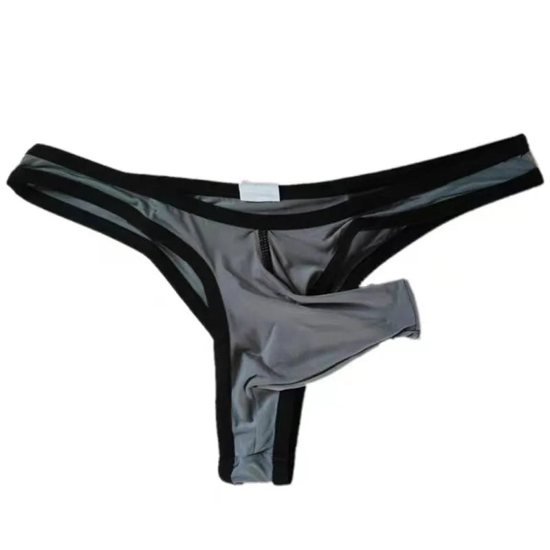 Men's Ice Silk nylon briefs in Army Green colour, showing front design.