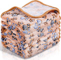 Coral fleece pet blanket with dog's paw pattern in multiple colours and sizes for dogs