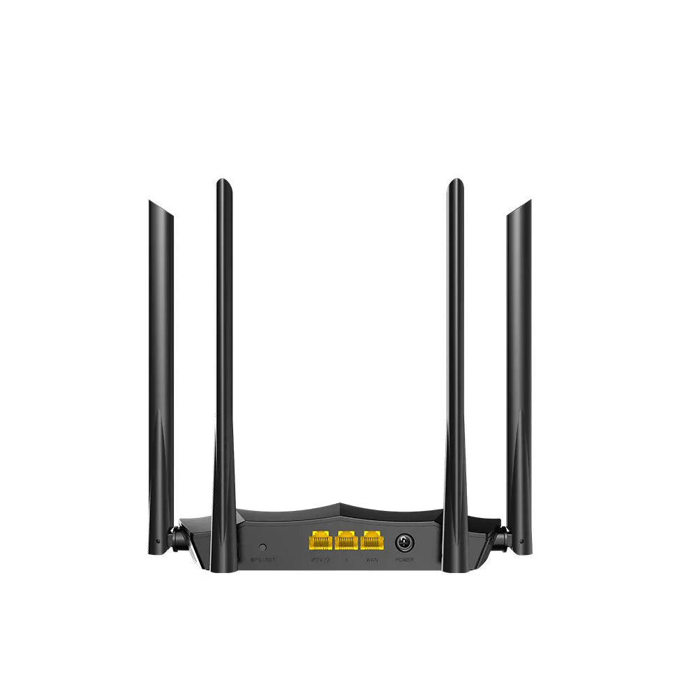 AC8 dual-band wireless router with Gigabit ports measuring 365mm by 286mm by 70mm