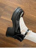 Women's black Mary Jane shoes with chunky 6cm heel and rounded toe, showing strap detail